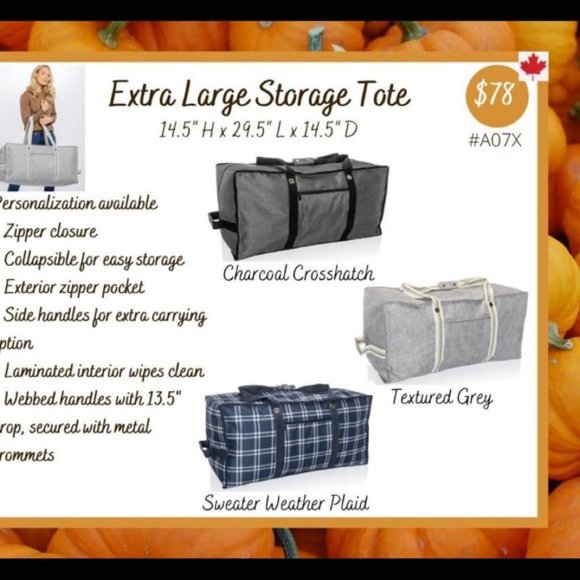 **Thirty-One Extra Large Storage Tote-Charcoal Crosshatch - Picture 3 of 3